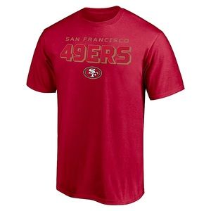 San Francisco 49ers Scarlet Red Gold Moving Target T-Shirt Sz Large NWOT